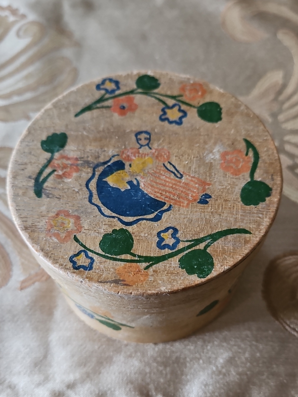 VTG 1937 Early American Old Spice Shulton Round Cardboard Powder Trinket Box